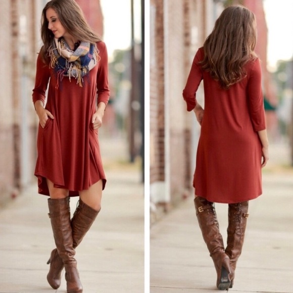 Infinity Raine Dresses & Skirts - INFINITY RAINE Long Sleeve Pocket Dress MEDIUM NEW
